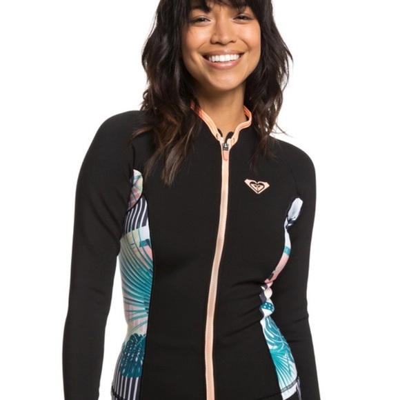 Roxy Pop Surf 1 mm Black and Orange Surf Jacket